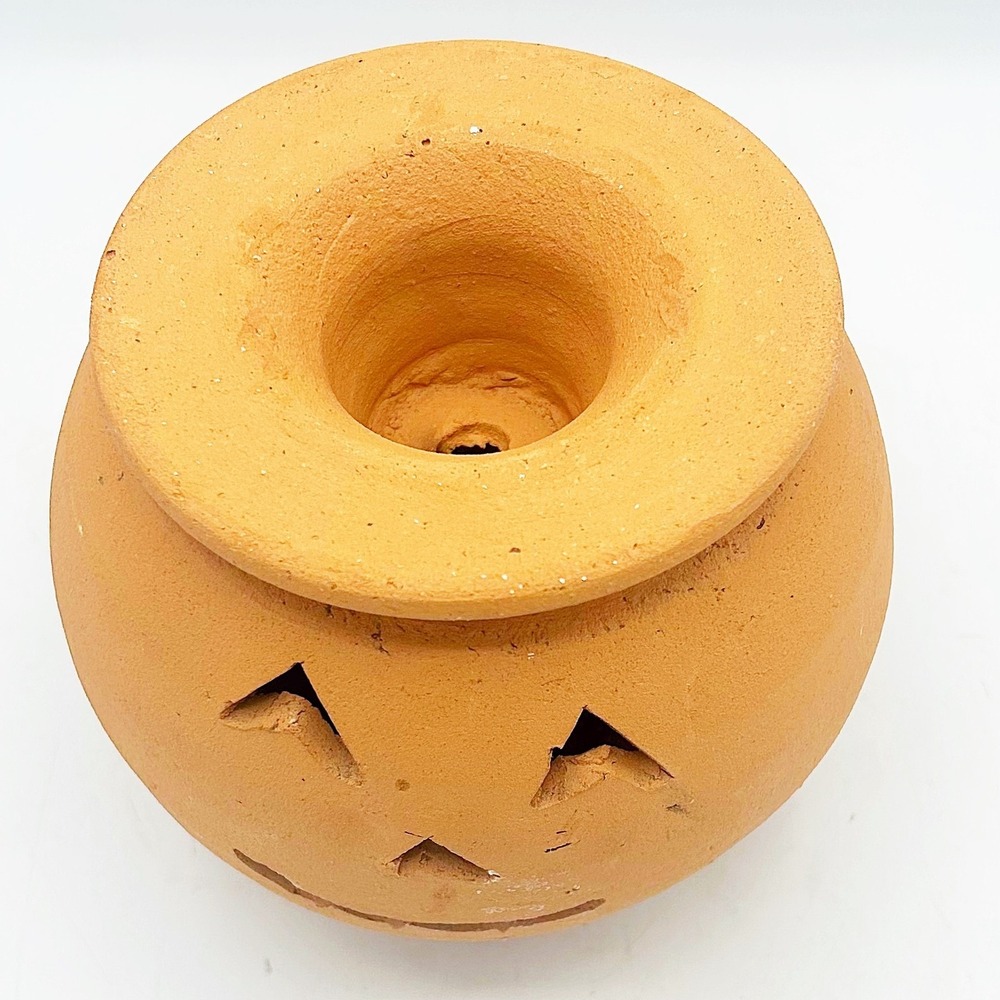 Vintage Terra‎ Cotta Jack O'Lantern Hewell's Pottery Gillsville GA 6.75" H - Picture 9 of 10